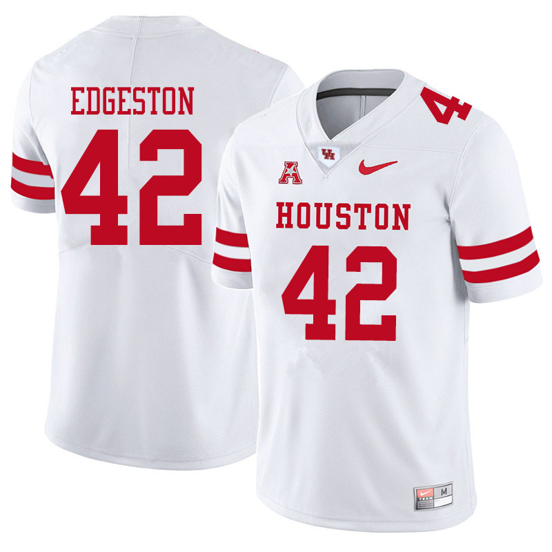 Men #42 Terrance Edgeston Houston Cougars College Football Jerseys Sale-White - Click Image to Close